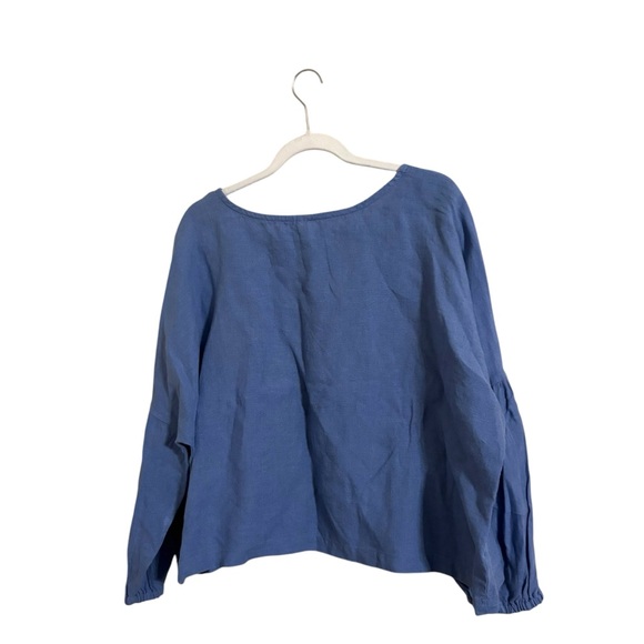 Old Linen Mill Blue Long Wide Sleeve 100% Linen Top XL/XXL - Picture 5 of 7